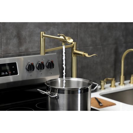 Kingston Brass Deck Mount Pot Filler, Brushed Brass KS4707DFL